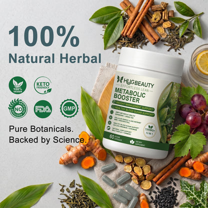 HUGBEAUTY® Botanical Metabolic Booster【Effortless Lean】Melts Stubborn Fat · Prevents Lipid Accumulation · Optimizes Skinny Microbiome · Lowers Cortisol · Balances Hormones · Deepens Sleep Recovery