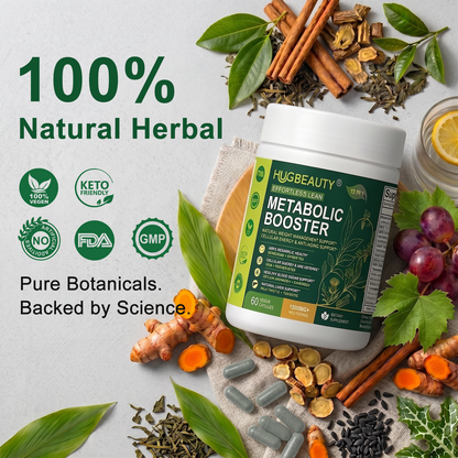 HUGBEAUTY® Botanical Metabolic Booster Effortless Lean | Melts Stubborn Fat · Prevents Lipid Accumulation · Optimizes Skinny Microbiome · Lowers Cortisol · Balances Hormones · Deepens Sleep Recovery