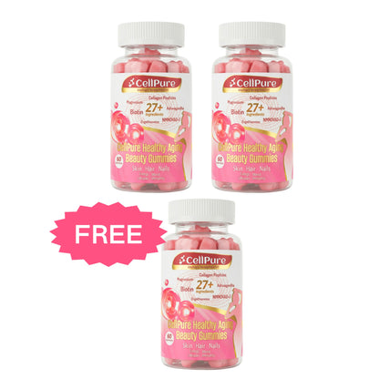 CellPure® NAD+ Collagen Peptide Boitin Beauty Gummies for Women | Cellular Energy & Anti-Aging Support