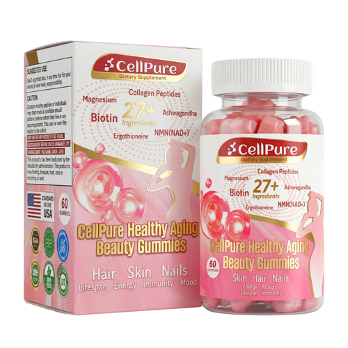 CellPure® NMN Boitin Collagen Peptide Beauty Gummies for Women 🧬 Cellular Energy & Anti-Aging Support
