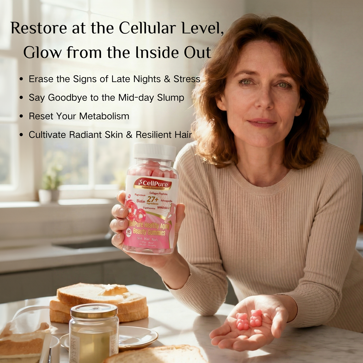 CellPure® NMN Boitin Collagen Peptide Beauty Gummies for Women | Cellular Energy & Anti-Aging Support