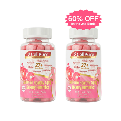 CellPure® NAD+ Collagen Peptide Boitin Beauty Gummies for Women | Cellular Energy & Anti-Aging Support